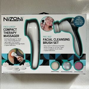 Nizoni Pro 360 Facial Cleansing Brush & Compact Therapy Massager Set, NWOT